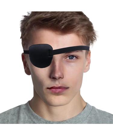 Vansiho Eye Patches for Adults and Kids,Lazy Eye Patch for Left or Right Eye,Soft and Adjustable,One Eye Cover for Pirate or Cosplay (Black)