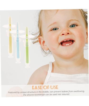 Frcolor 4-Piece Baby Toothbrush Set | Soft Hair Newborn Mund Cleaner | Silicone Travel Toothbrush & Gel Detergent | Ideal for Infants & Toddlers - Buy Online on GoSupps.com