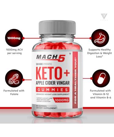Mach 5 ACV Keto Gummies - Weight Loss Support with Apple Cider Vinegar - 525 MG (60 Gummies) - Buy Online on GoSupps.com