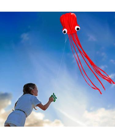 Hengda Kite Octopus Flyer with Long Colorful Tail for Kids - 31 Wide x 157 Long - Large Red Kite - Buy Online on GoSupps.com