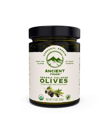 Ancient Foods Organic Kalamon Olives  Organic Black Olives in Extra Virgin Olive Oil and Vinegar, With Greek Mountain Kalamon Olives (11.3oz)