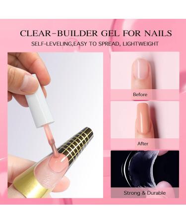 Rechoo Builder Gel 15ML Orange-Pink Set with 50pcs Nail Forms - Nail Extension & Strengthening Builder Gel - Buy Online on GoSupps.com