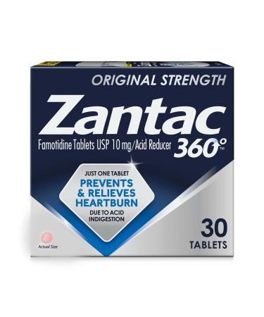 Zantac 360 Original Strength Tablets, 30 Count, Heartburn Prevention and Relief, 10 mg Tablets