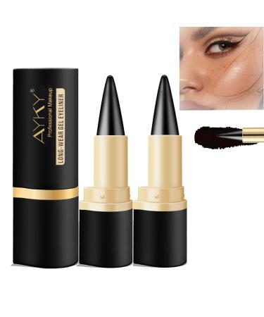 SHUOHONG 2 Pieces Women's Makeup Professional Makeup Eyeliner Waterproof Eye Pencil Intense Color Eyeliner Waterproof Eyeliner Easy and Precise Application Allday Wear Eye Liner (Black)