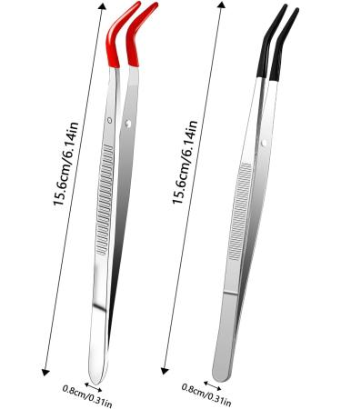 Premium 2-Part Tweezers Set with Rubber Tips - Curved & Angled Metal Sticker Tweezers for Jewelry Making DIY Crafts & Laboratory Use - Buy Online on GoSupps.com