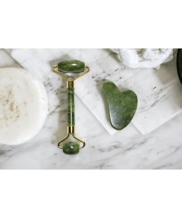 Jade Face Roller & Gua Sha Set - Ultimate Facial Massager for Skin Care | Perfect Gift for Self-Care Routine - Unisex Tool for Face Neck & Eyes - Buy Online on GoSupps.com