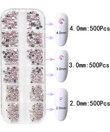 Nail Gems Flat Back Crystal Rhinestones 1500Pcs - Pink | Tweezer for Nail & Face Art Decoration - Buy Online on GoSupps.com