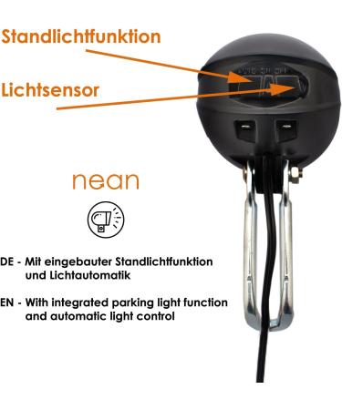 NEAN LED Dynamo Bicycle Light 30 Lux | Automatic & Parking Light | StVZO Approved Front Lamp - Black - Buy Online on GoSupps.com