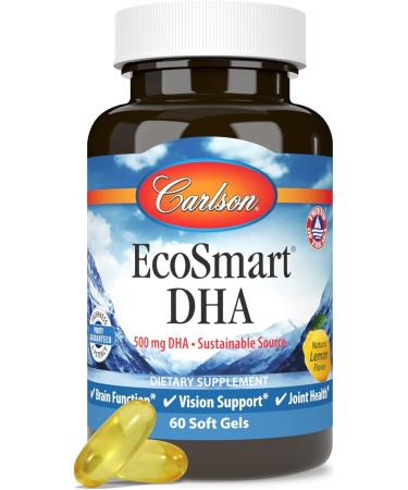 Carlson - EcoSmart DHA 500 Sustainable Source Supports Healthy Vision & Brain Function Lemon 60 soft gels - Buy Online on GoSupps.com