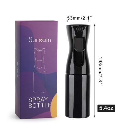 Suream 5.4oz Black Mist Spray Bottle - Fine Mist Styling Water Sprayer - Curly Hair Salon Essential - 160ml Refillable Container for Gardening, Ironing, Cleaning - Buy Online on GoSupps.com
