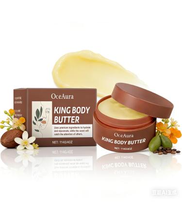 KING BODY BUTTER Shea Jojoba Moisturizer with Orange Flower Extract - Deep Hydration Body Butter for Dry Skin Non-Greasy Natural Formula Long-Lasting Moisture Lock 4 oz