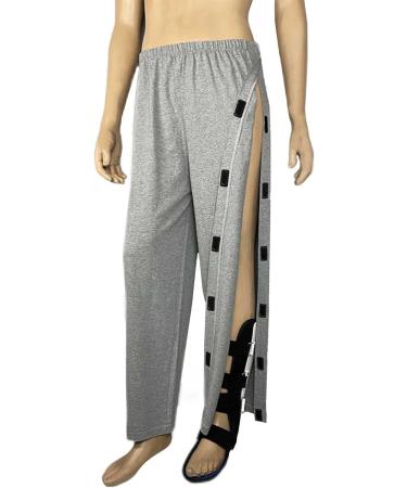 Daily Wear Men's Post Surgery Tearaway Pants Paralysis Fracture Patient Clothing Easy to Wear and Take Off (Color : Dark Grey Size : Zipper) ZIPPER Dark Grey