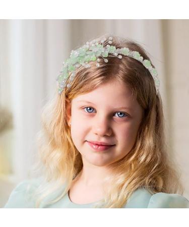 IYOU Floral Princess Wedding Headbands Green Flower Hair Bands Sparkly Crystal Communion Bridal Hair Accessories for Girls - Buy Online on GoSupps.com