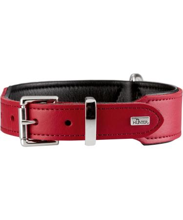 HUNTER BASIC Dog Collar - Coated Split Leather Weather-Resistant Robust & Simple Design (65cm Red) - International Shipping Available - Buy Online on GoSupps.com