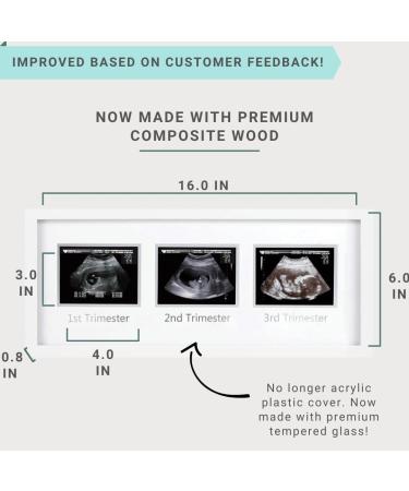 BabySquad Trimester Photo Frame 16.5 x 6.5 Inches - Extra Large Size with Matte Insert, Sawtooth Hanger, Kickstand Stand - Ideal for Ultrasound and Sonogram Progression Photos - Buy Online on GoSupps.com