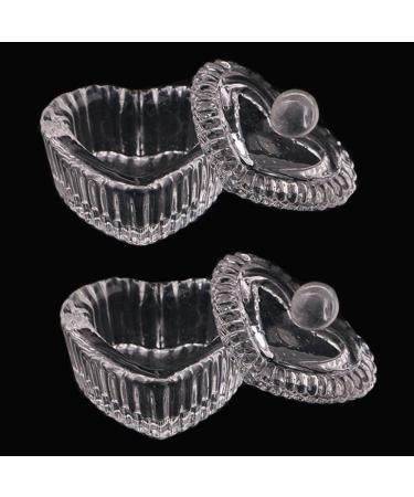 Kalolary heart dappen bowl 2 pieces of nail art clear glass cup dappen DISH glass clear bowl for acrylic liquid powder nail art styling tool