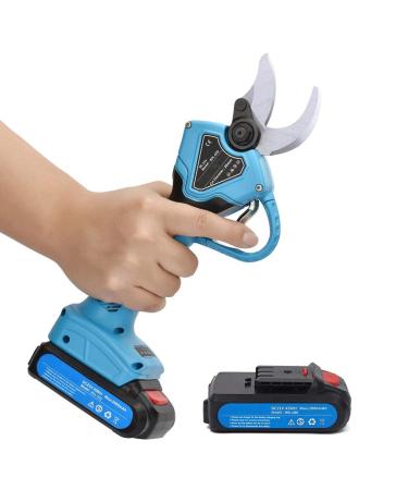 21V Cordless Electric Pruning Shears 30Mm Cutting Diameter 2Pcs Rechargeable 2Ah Lithium Battery Electric Garden Scissors Anti-Cut Safety Electric Pruner 6-8 Working Hours Small Gift