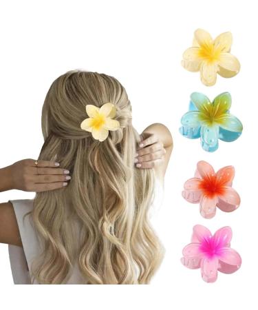4PCS Large Flower Claw Clip for Women  Cute Hawaiian Flower Hair Clips Hair Accessories for Girls Long Thin Thick Hair free size 4pcs | 1