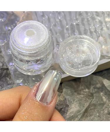 Super Glossy White Pearl Chrome Nail Powder - Iridescent Pigment for Magic Mirror Effect Nails - Buy Online on GoSupps.com