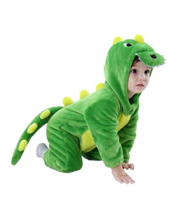 Yaphets Mall Baby Infant Dinosaur Onesie Baby Romper Jumpsuit Flannel Dinosaur Pattern Costume 24-30 M