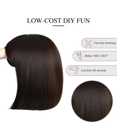 Yamel Short Bob Wig with Bangs - Synthetic Hair Straight Natural Brown | For Women & Girls - Perfect for Parties & Cosplay - Buy Online on GoSupps.com