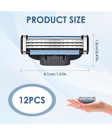 Buy Razor Blades for Men | 12 Triple Blade Refill - Anti-Clog Design for Wet Razors - Buy Online on GoSupps.com