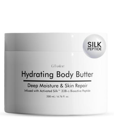 Hydrating Silk Peptide Body Butter - Lightweight Non-Greasy Moisturizer with Aloe Vera, Vitamin E & Herbal Extracts for Dry, Rough, and Sensitive Skin - Deep Nourishment Body Glaze & Hydration