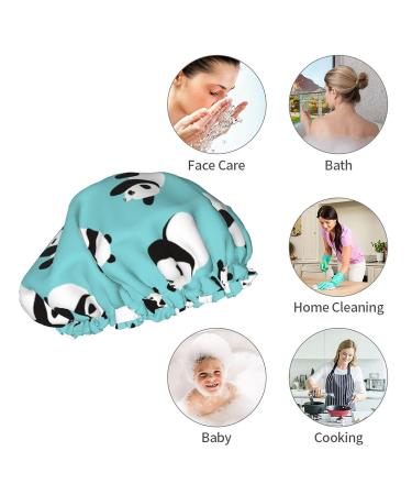 Cute Panda Shower Cap - Reusable Double Layer Bath Cap for Women | Waterproof & Elastic with PEVA Lining (1 piece) - Buy Online on GoSupps.com