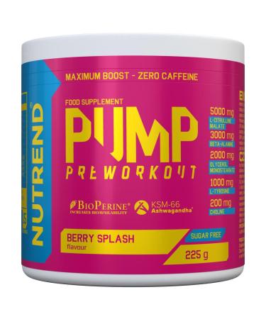 Nutrend Pump Pre Workout 225g PreWorkout Caffeinefree preWorkout Berry Berry