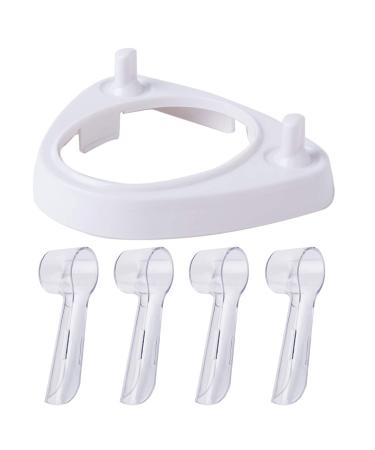 LazyMe Electric Toothbrush Heads Holder Charger Holders and 4 Toothbrush Heads Dust-Proof Covers for Oral-B Electric Toothbrush Series