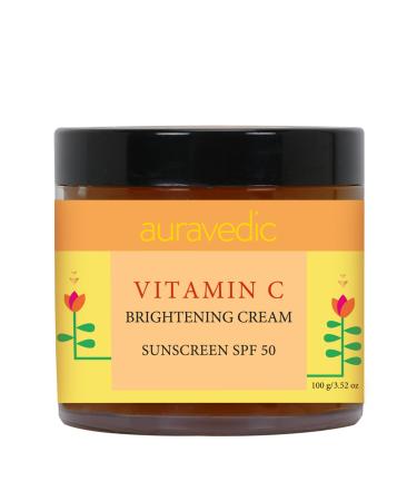 Vitamin C Face Cream with SPF 50 | Reduces Sun Damage & Revives Dull Skin | Organic Hydration | Argan & Avocado Oil Infused Sunscreen Moisturizer | 3.53 Oz (100g)
