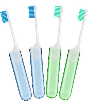 Sibba Manual Toothbrush Set - 4 Soft Bristle Portable Camping Toothbrushes with Case | Travel Oral Care | Foldable & Individually Wrapped - Buy Online on GoSupps.com