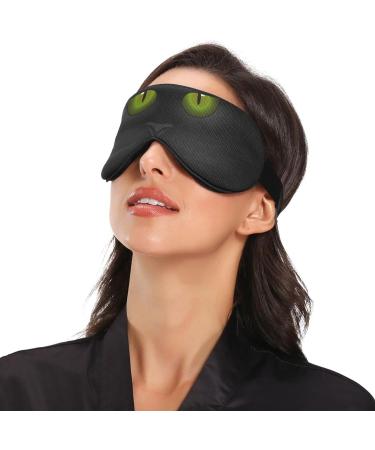 Kaskirky Light Blocking Eye Mask for Business Travel & Meditation - Adjustable for Men and Women, Deep Sleep Comfort, Fat Cat Green Eye Design - Buy Online on GoSupps.com