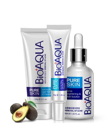 BIOAQUA 3in1 Face Anti Acne Set Scar Removal Spots Pimples Oil Cream Foam Scar Blemish Marks Moisturizing Oil 100g+30g+30ml