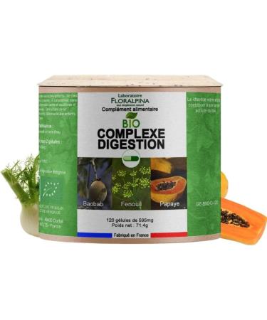  Floralpina Organic Digestion Complex 120 capsules and Lactic Acid Bacteria 120 capsules - Digestion Pack: Regulates transit bloating - Digestive comfort - Buy Online on GoSupps.com