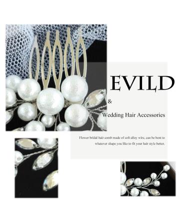 Silver Evild Wedding Hair Comb with Pearls & Rhinestones - Bridal Hair Side Comb for Brides & Bridesmaids | Wedding Hair Accessories - Buy Online on GoSupps.com