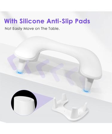 U-Shaped Manicure Nail Arm Rest Stand - White Microfiber PU Leather Cushion for Nail Tech - Perfect for Acrylic Nails - Buy Online on GoSupps.com