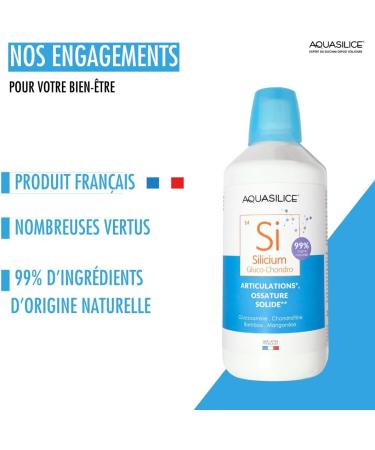 Silicon Glucosamine Chondroitin - Oral Solution 1L - Enriched with Bamboo & Manganese - Cleansing the Body - Maintaining a Solid Frame - Made in France Aquasilice - Buy Online on GoSupps.com
