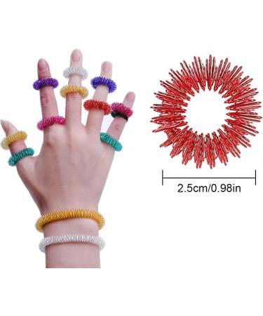 Dulspue Massage Rings for Fingers - 12 Piece Acupressure Ring Set for Stress Relief & Improved Circulation - 6 Colors Available - Buy Online on GoSupps.com