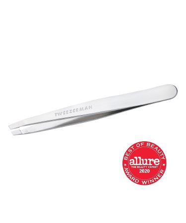 Tweezerman Stainless Steel Slant Tweezer - Platinum Silver Eyebrow Tweezers for Women and Men - Buy Online on GoSupps.com