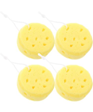 FRCOLOR 4pcs Round Bath Sponge Exfoliating Loofah Bath for Spa Loofah Exfoliating Body Puff Shower Pouf Natural Dish Sponge Bath Scrubbers for Women Deep Cleaning Accessories Child