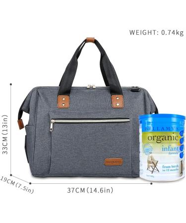 SONARIN Baby Nappy Changing Bag with Insulated Pocket Satchel Waterproof Large Capacity Stylish and Durable Dark Gray - Buy Online on GoSupps.com