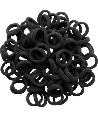 300PCS Black Hair Ties for Baby Girls  Cotton Seamless Non Pull Elastic Hair Bands No Crease Ponytail Holders for Kids Girls  Toddlers (Diameter in 0.78 Inch)