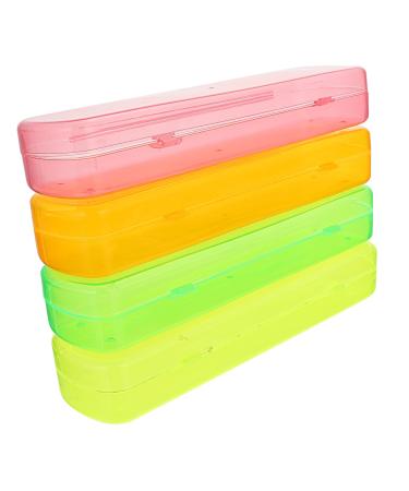 Magiclulu 4 pieces box travel toothbrush case boxes Portable toothbrush case toothbrush container toothbrush case dental case case case detection kissing brushes Himmelblau 21x5.5cm