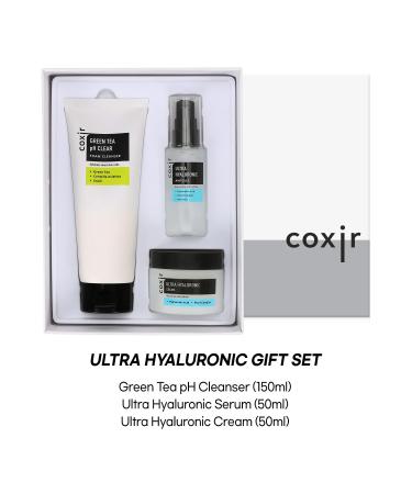Coxir Ultra Hyaluronic Gift Set - Hydrating Foam Cleanser Serum & Cream | Perfect Birthday Present | Lightweight Korean Skin Care with Hyaluronic Acid & Plant Complex - Buy Online on GoSupps.com
