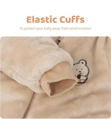 JiAmy Baby Boys Snowsuit | Girls Hooded Romper Winter Jumpsuit | Bear Cartoon Pajamas | Khaki 9-12 Months - Buy Online on GoSupps.com