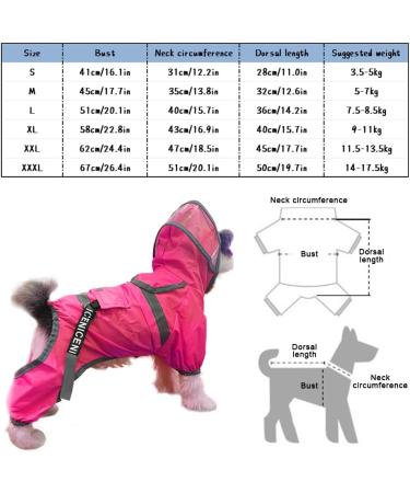 Waterproof Dog Raincoat Clear Hooded Dog Rain Jacket for Small Medium Dogs Adjustable Dog Rain Coat with Reflective Strap Lightweight Dog Poncho Pet Raincoat (XL Pink) XL Pink - Buy Online on GoSupps.com