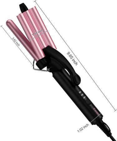 Buy Mini Hair Crimper & Waver - 3 Temperature Adjustable 3 Barrel Curling Iron for Beach Waves - Travel Size Dual Voltage Digital Temp - Rose Pink - Buy Online on GoSupps.com