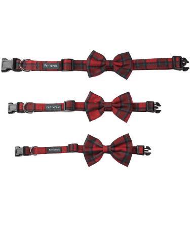 Pet Heroic Pet Dog Cat Collar with Grid Bow tie Adjustable Plaid Pet Dogs Cats Comfortable Durable Bowtie Collars for Small Medium Large Dogs Cats in 3 Styles M Red-grid - Buy Online on GoSupps.com