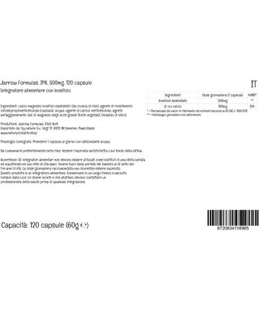 Jarrow Formulas IP6 Inositol Hexaphosphate 500mg - 120 Vegan Capsules | Lab-Tested, Gluten-Free, Non-GMO - Buy Online on GoSupps.com